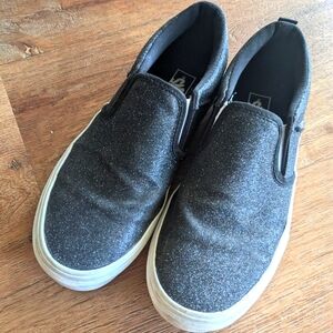 VANS Black Glitter Slip On- size 6
